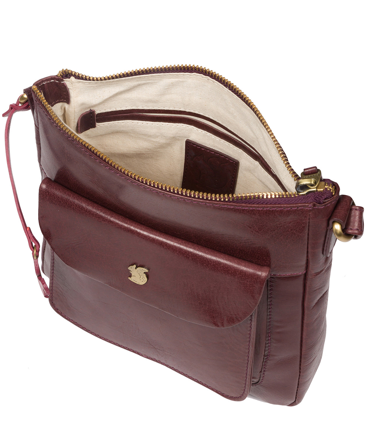 'Shona' Plum Leather Cross Body Bag