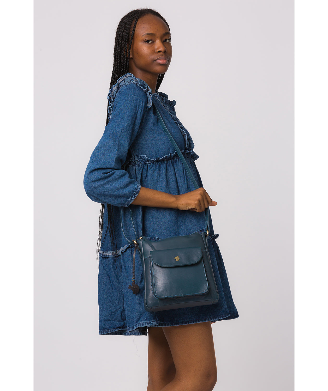 'Shona' Snorkel Blue Leather Cross Body Bag