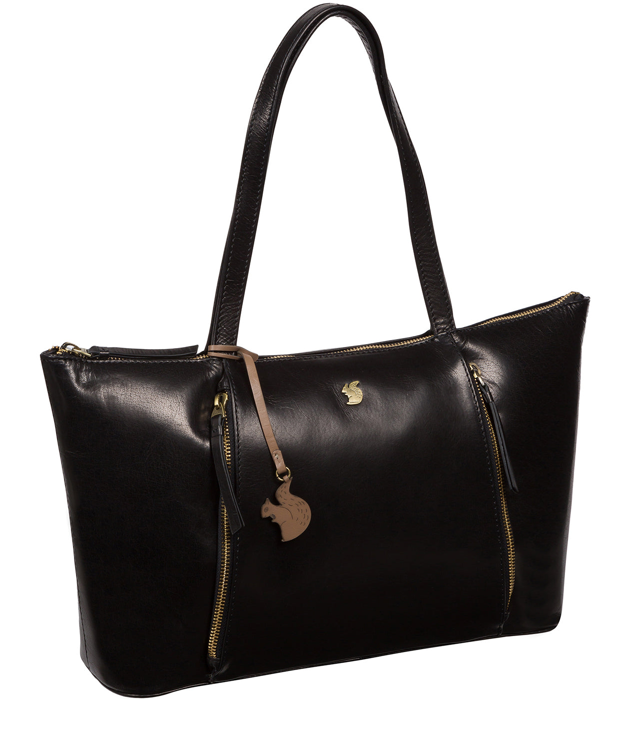 'Clover' Black Leather Tote Bag