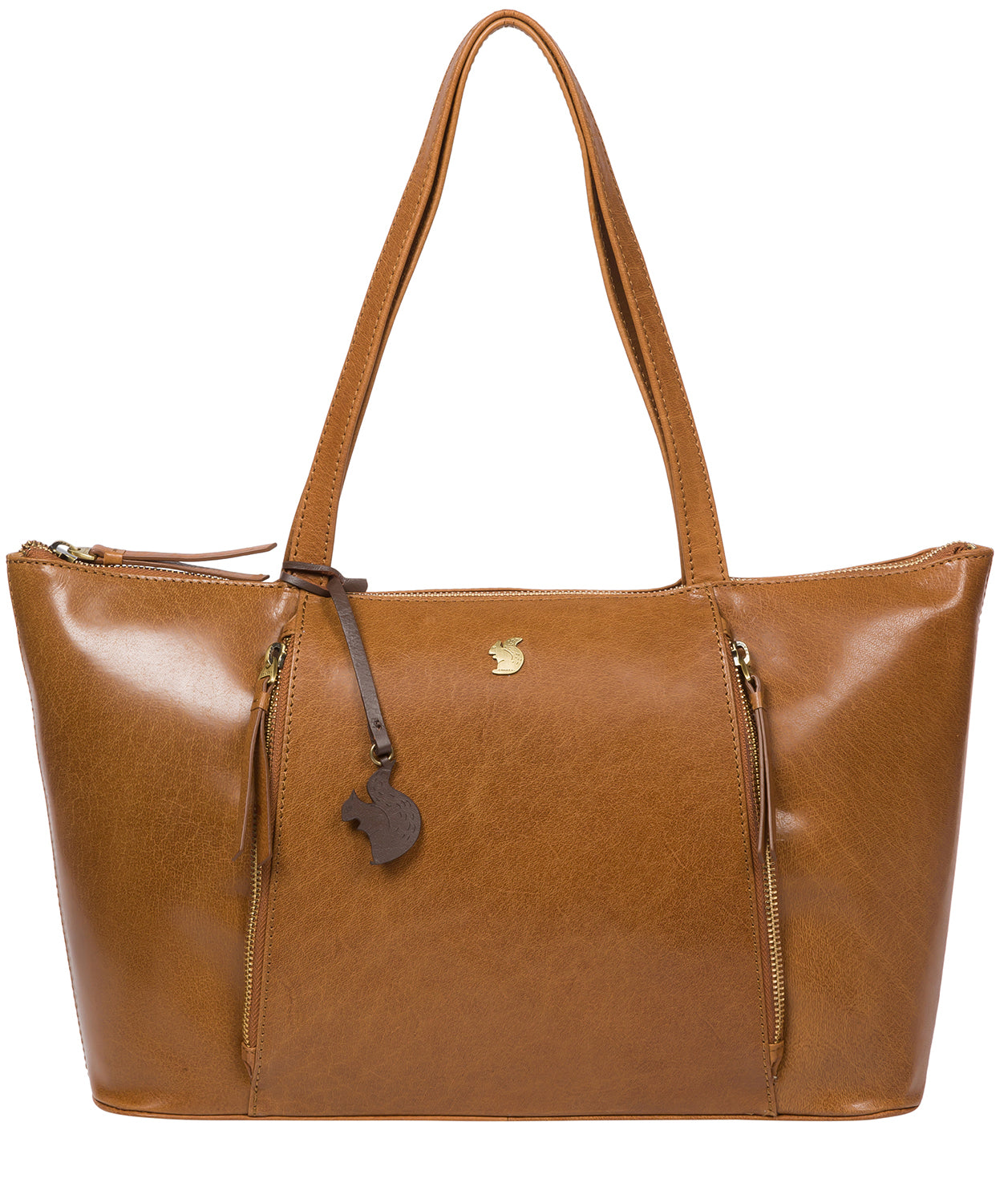 'Clover' Dark Tan Leather Tote Bag