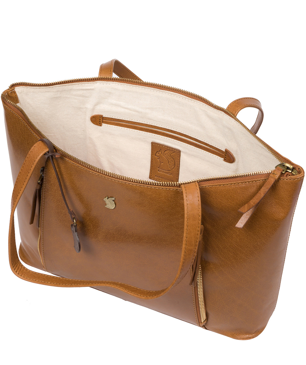 'Clover' Dark Tan Leather Tote Bag