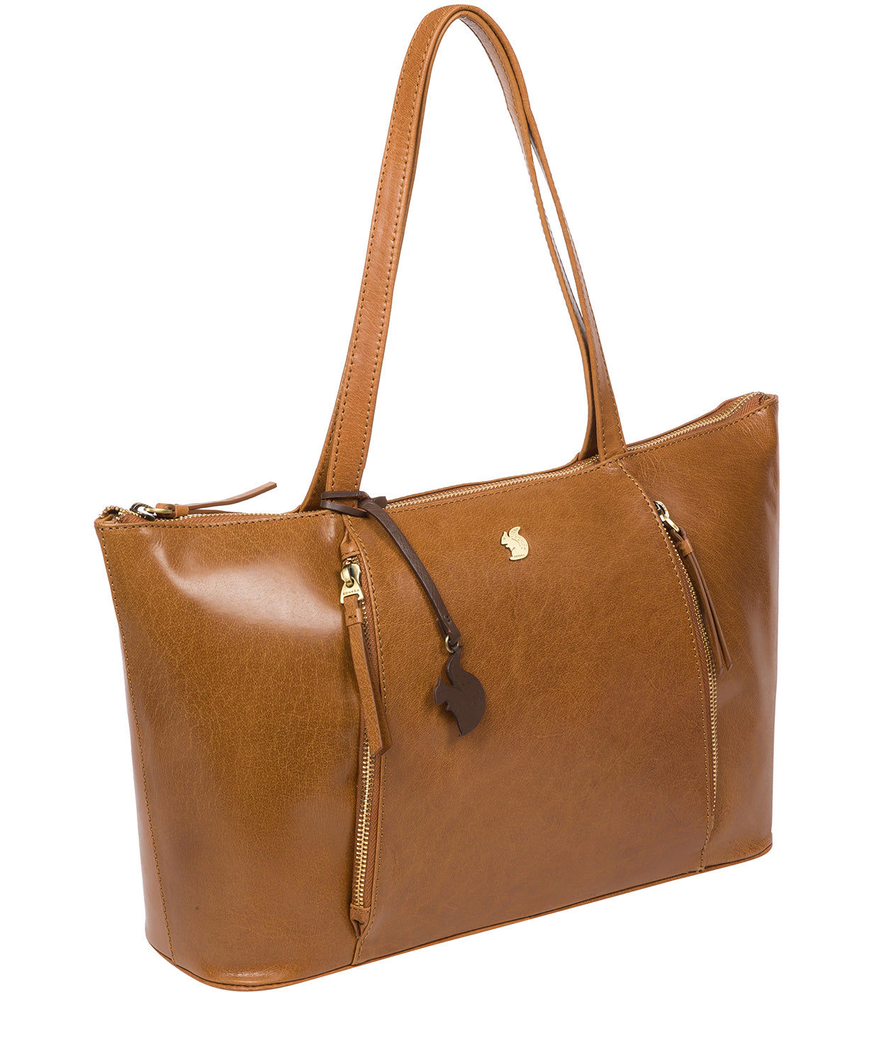 'Clover' Dark Tan Leather Tote Bag