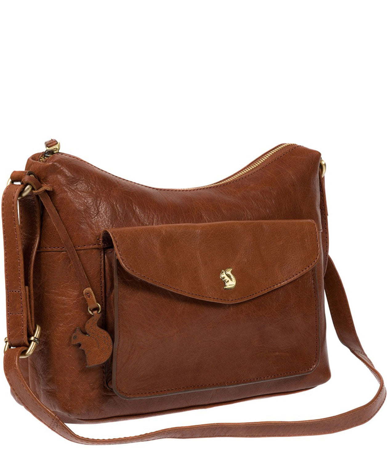 'Alana' Conker Brown Leather Shoulder Bag Pure Luxuries London