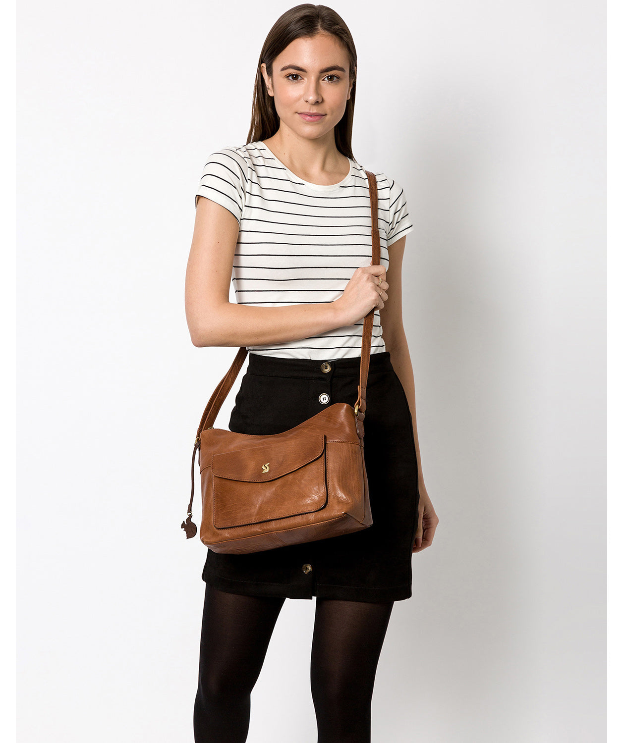 'Alana' Conker Brown Leather Shoulder Bag Pure Luxuries London