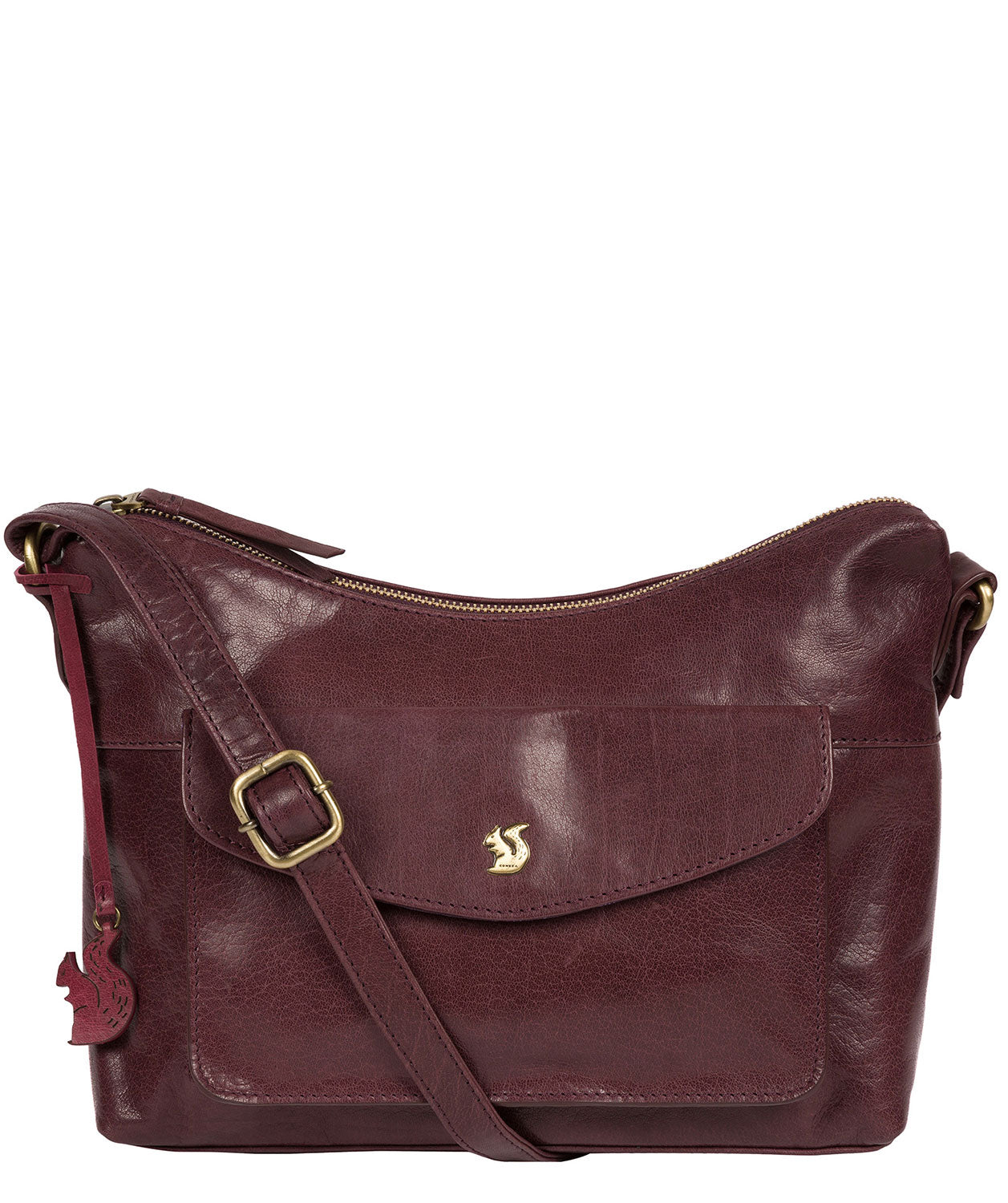 'Alana' Plum Leather Shoulder Bag