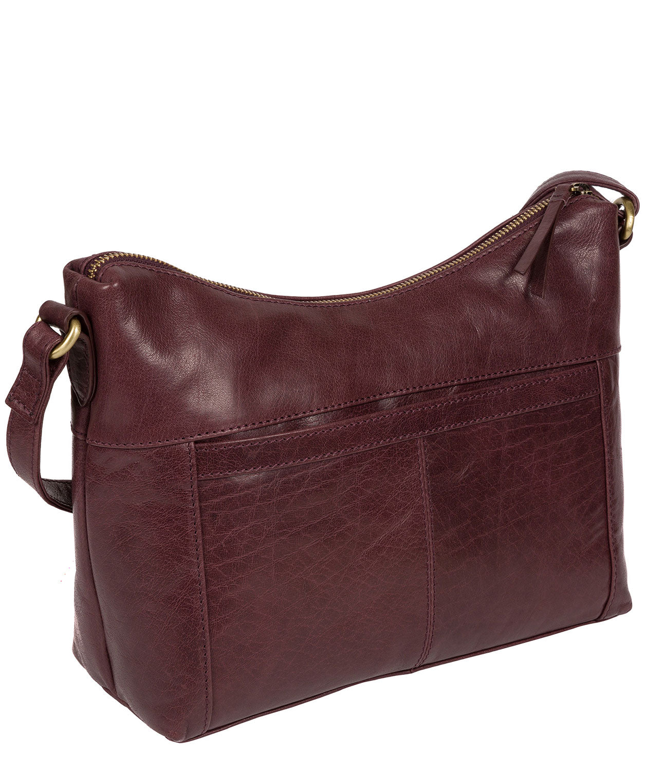 'Alana' Plum Leather Shoulder Bag