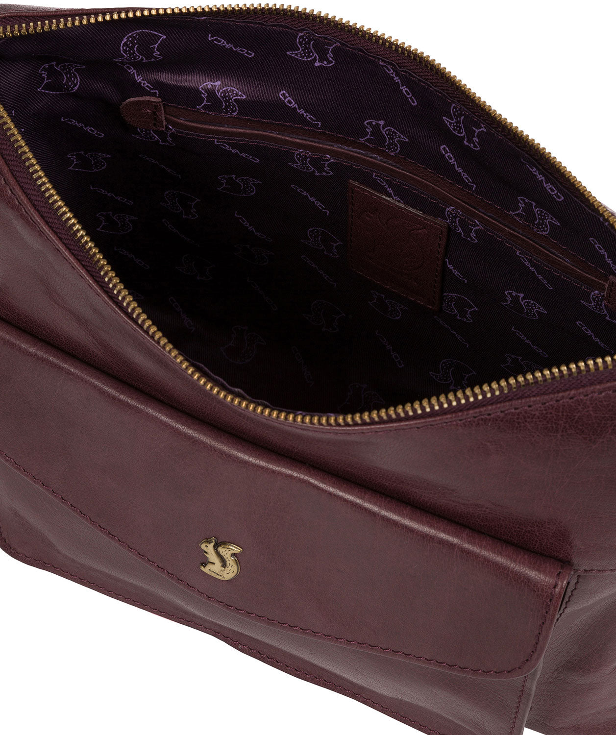 'Alana' Plum Leather Shoulder Bag