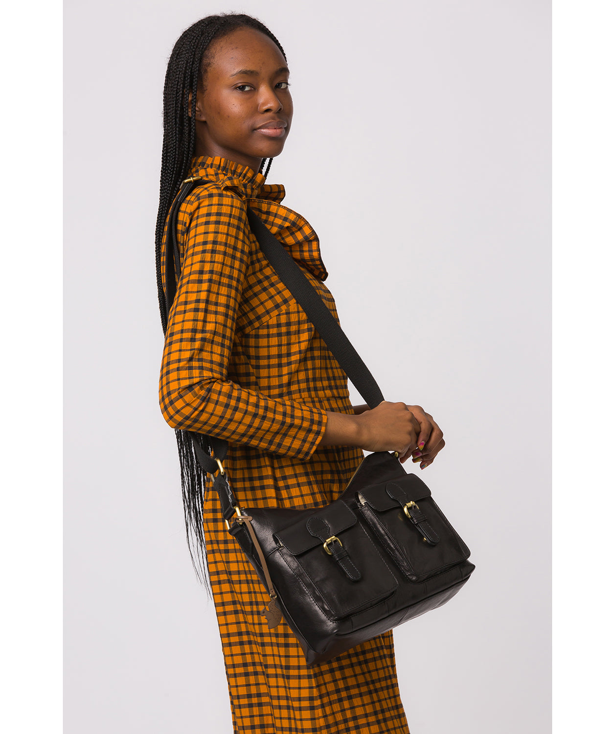 'Nancie' Black Leather Shoulder Bag