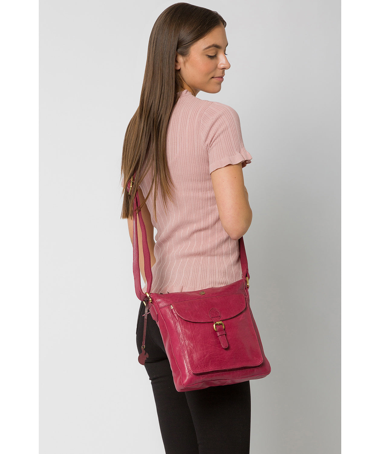 'Josephine' Orchid Leather Shoulder Bag image 2