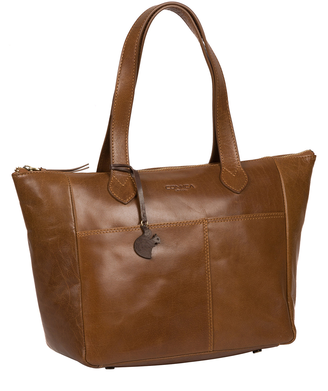 'Harp' Dark Tan Leather Tote Bag Pure Luxuries London