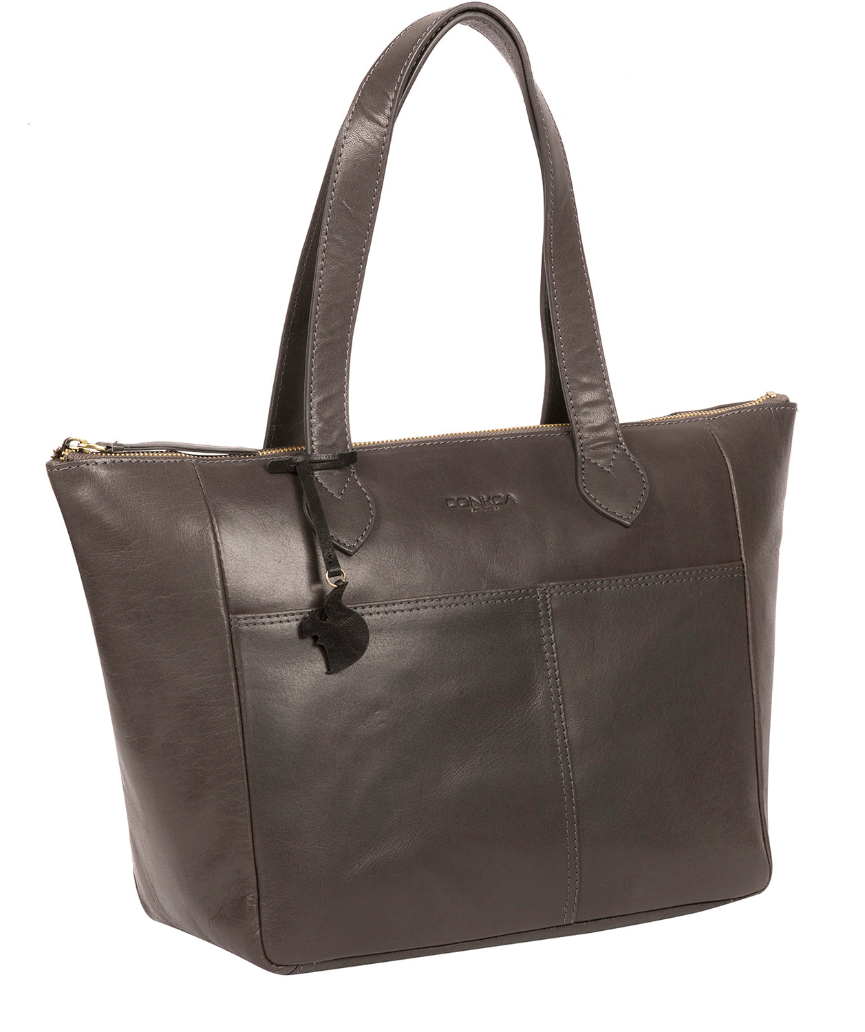 'Harp' Slate Leather Tote Bag image 5