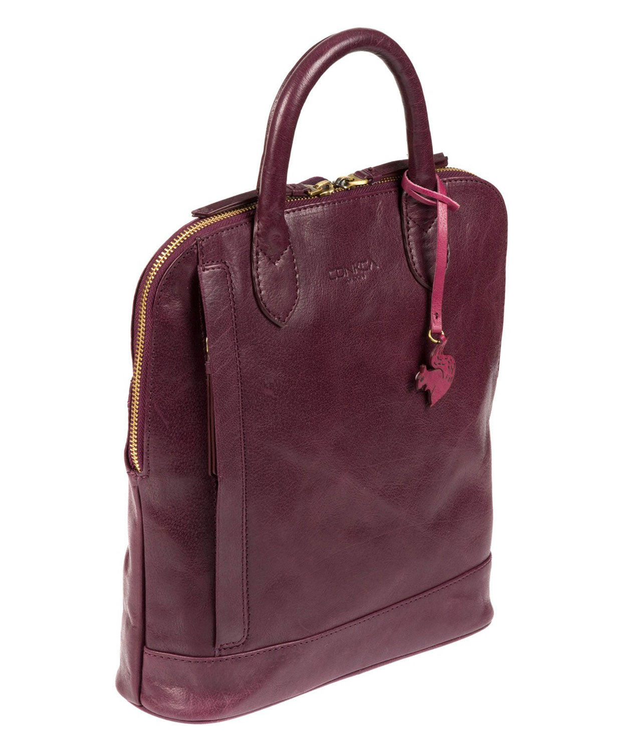 'Camille' Plum Leather Backpack