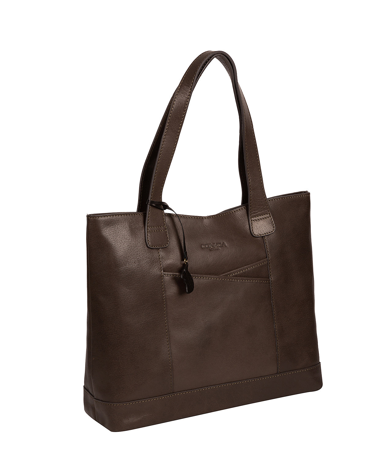 'Patience' Slate Leather Tote Bag