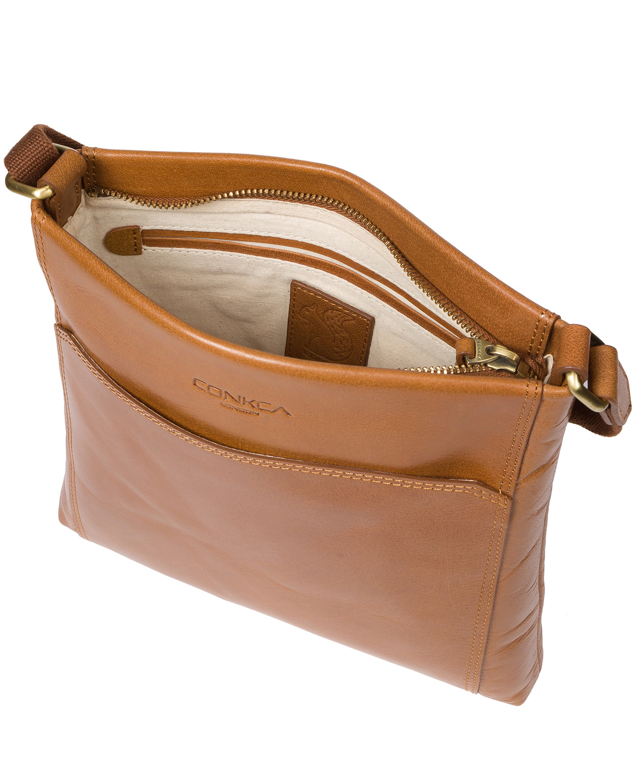 'Dink' Dark Tan Leather Cross Body Bag