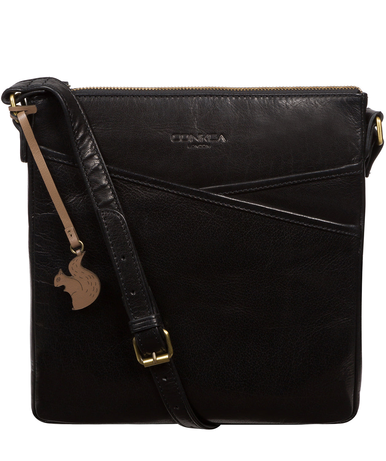 'Avril' Black Leather Cross Body Bag