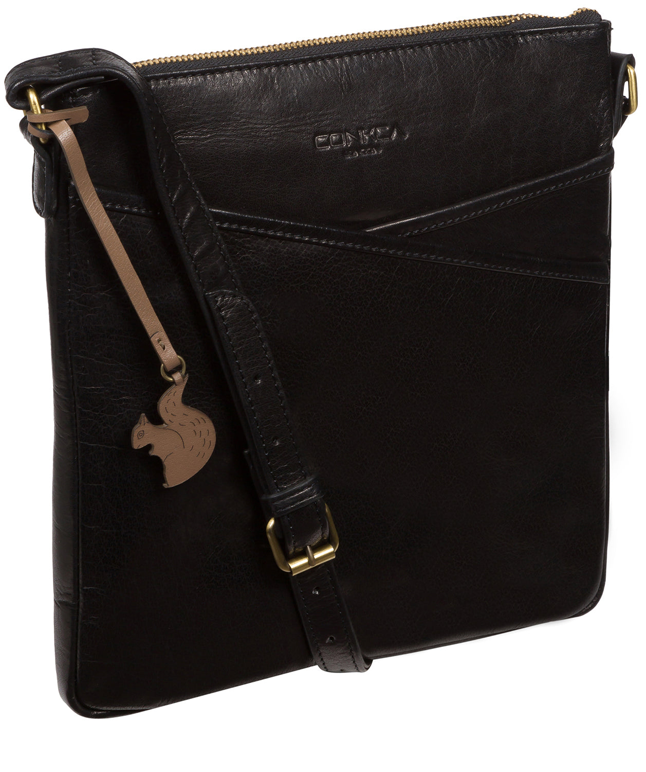 'Avril' Black Leather Cross Body Bag