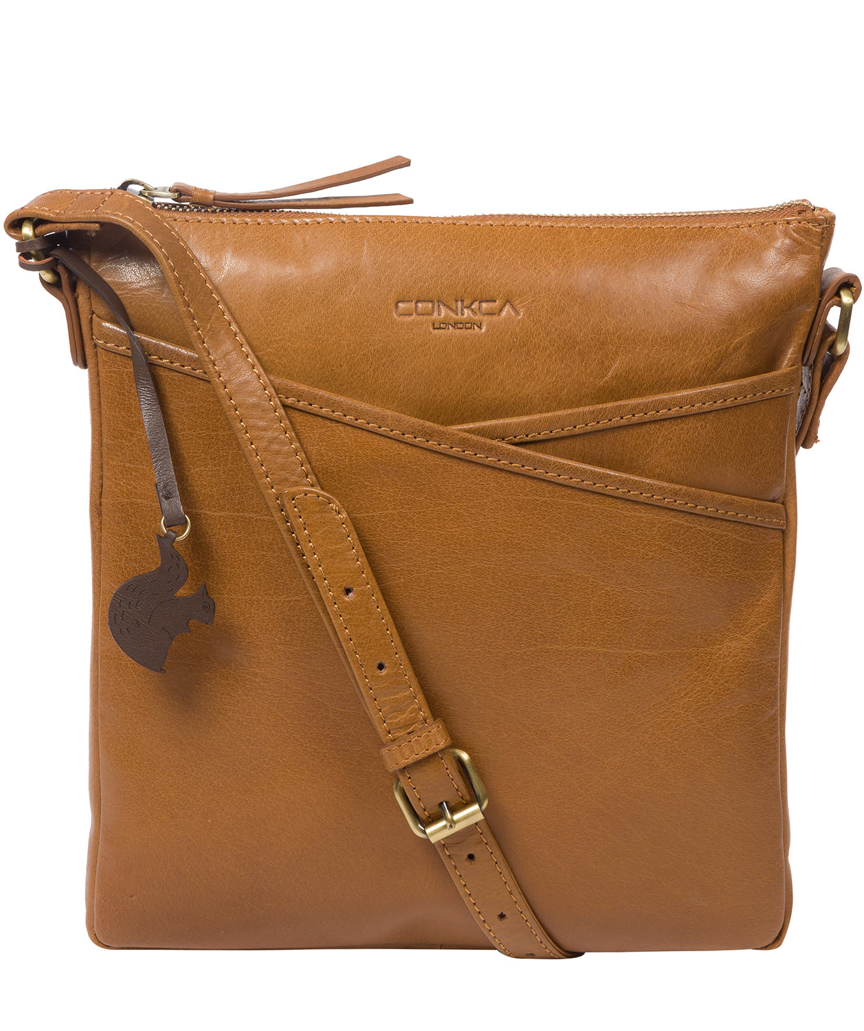 'Avril' Dark Tan Leather Cross Body Bag