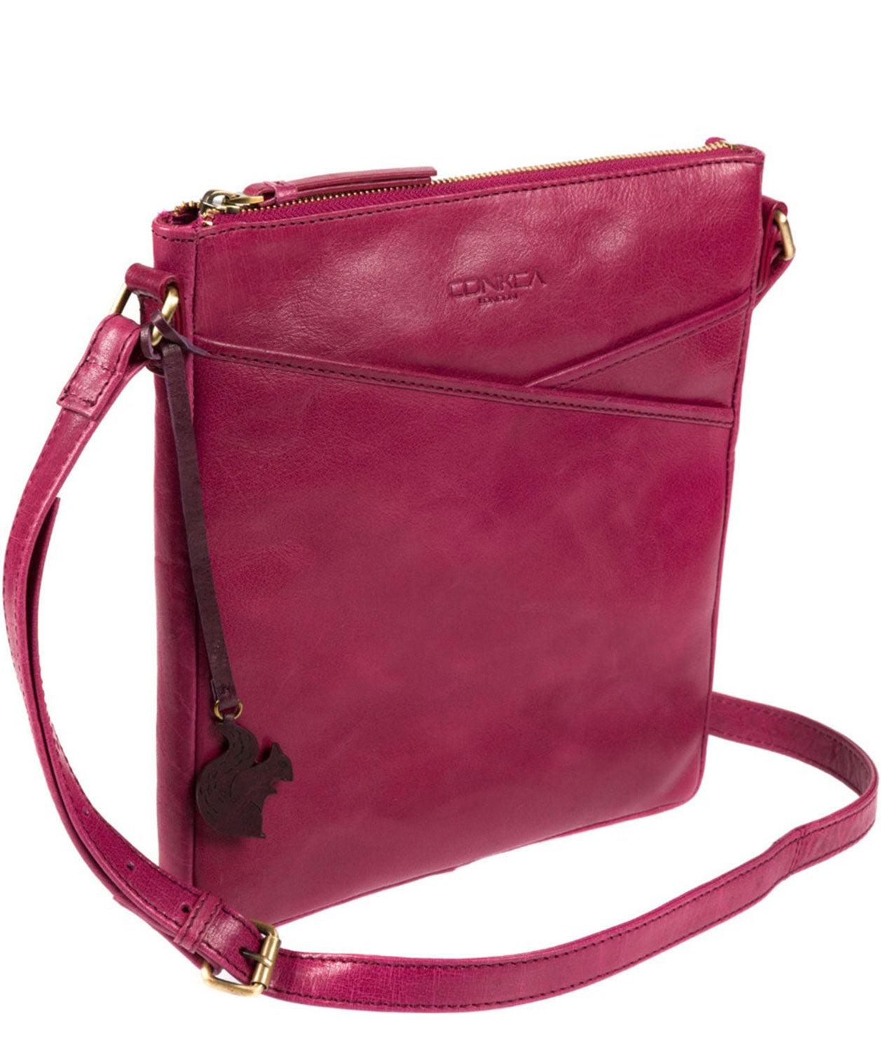 'Avril' Orchid Leather Cross Body Bag