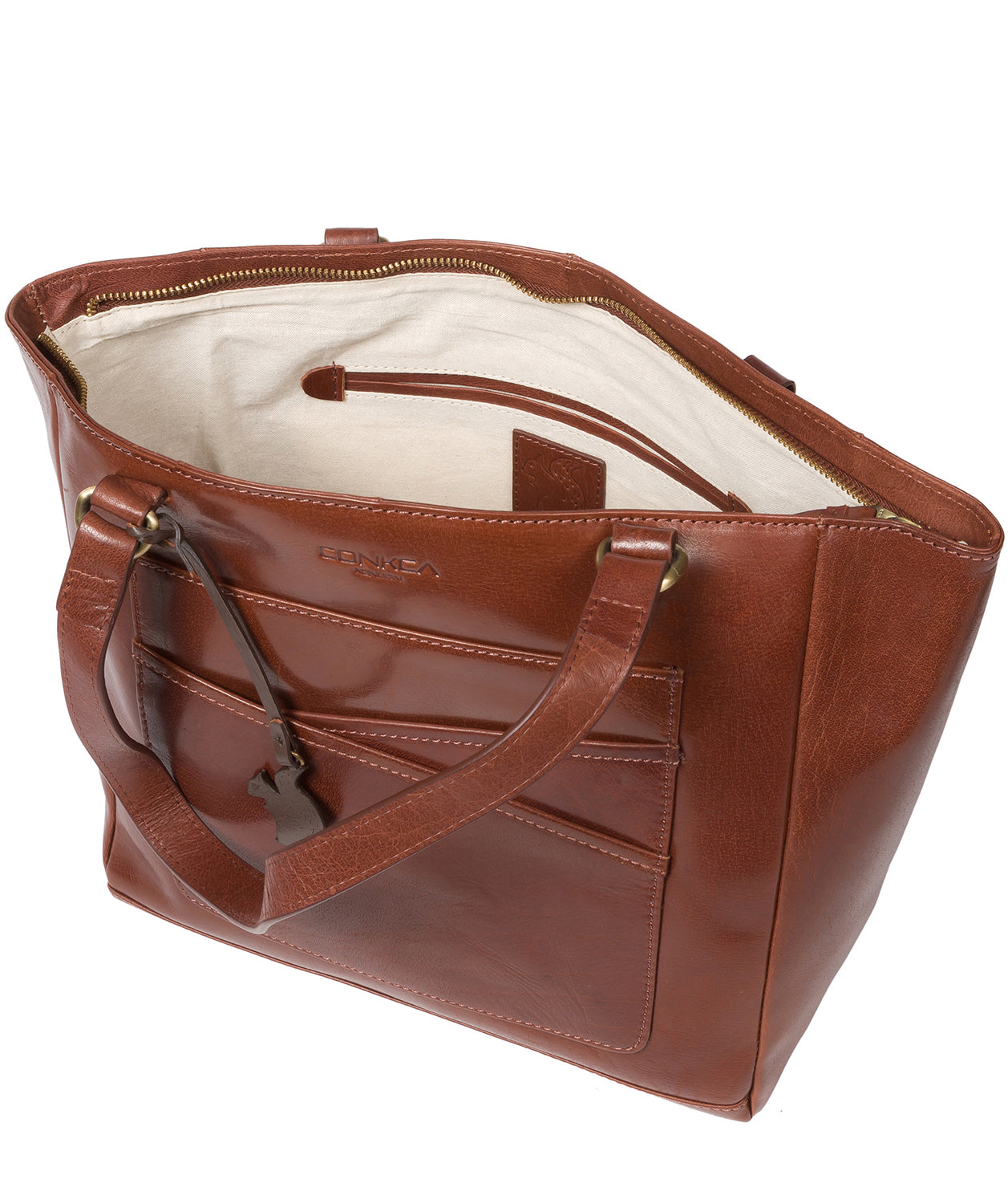 'Monique' Conker Brown Leather Tote Bag