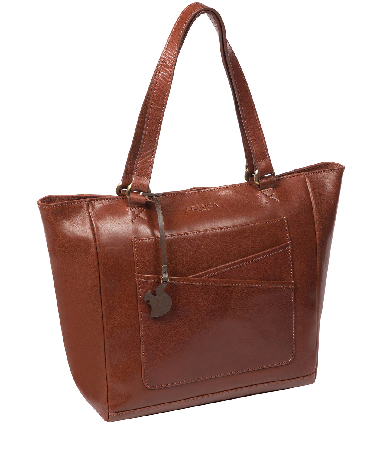 'Monique' Conker Brown Leather Tote Bag