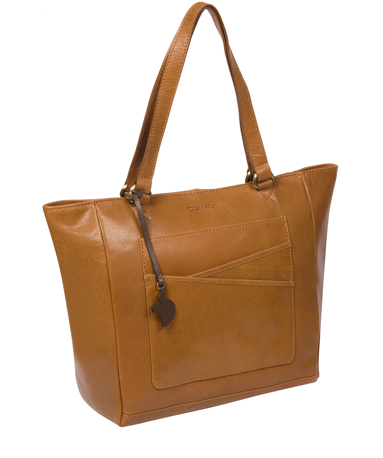 'Monique' Dark Tan Leather Tote Bag