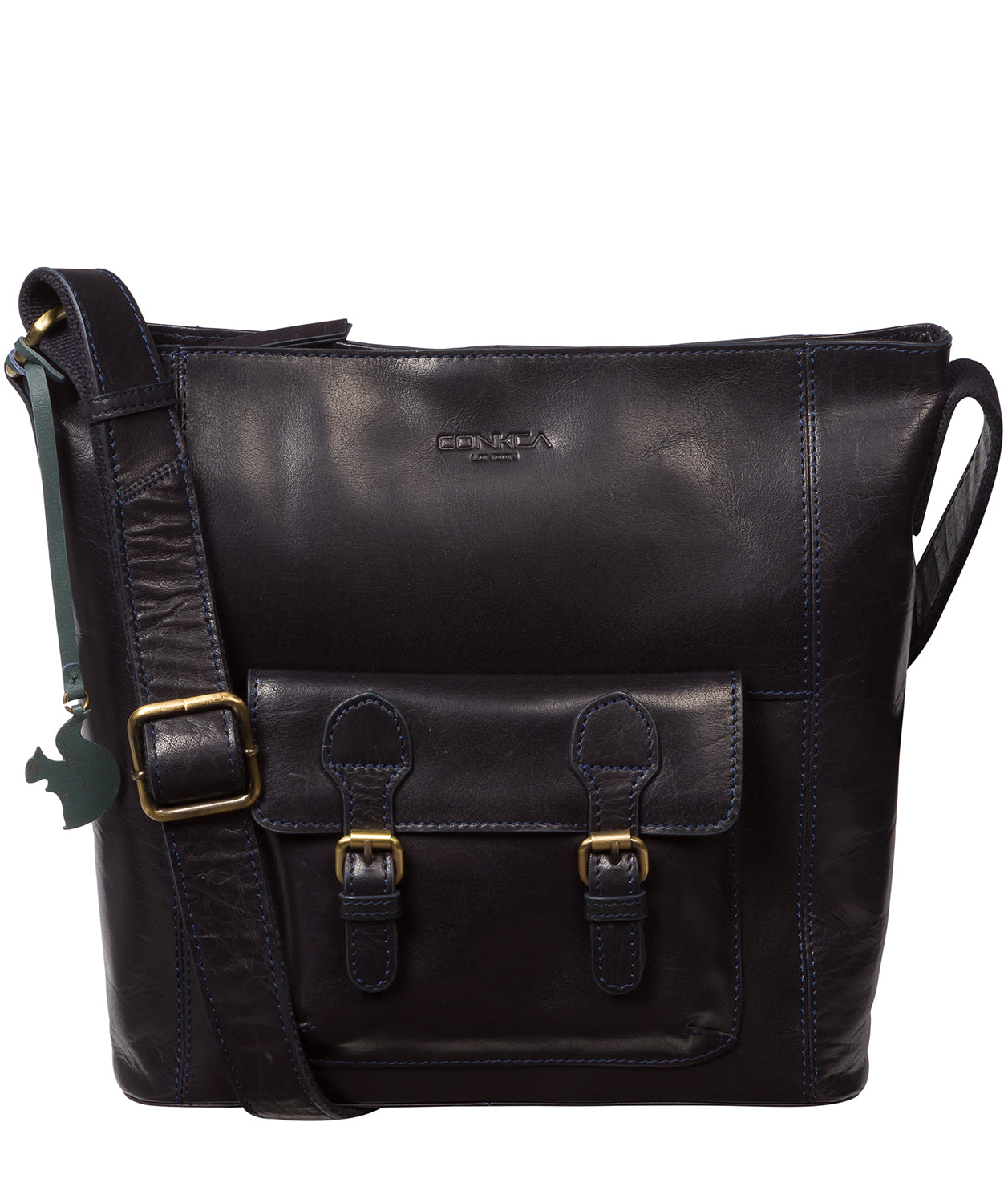 'Robyn' Navy Leather Shoulder Bag