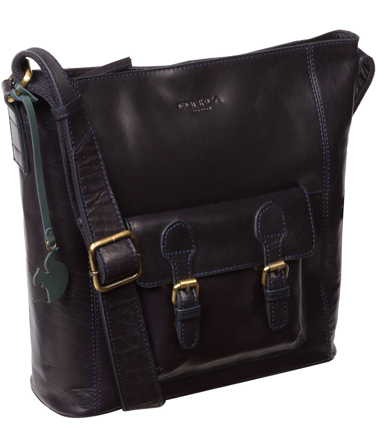 'Robyn' Navy Leather Shoulder Bag