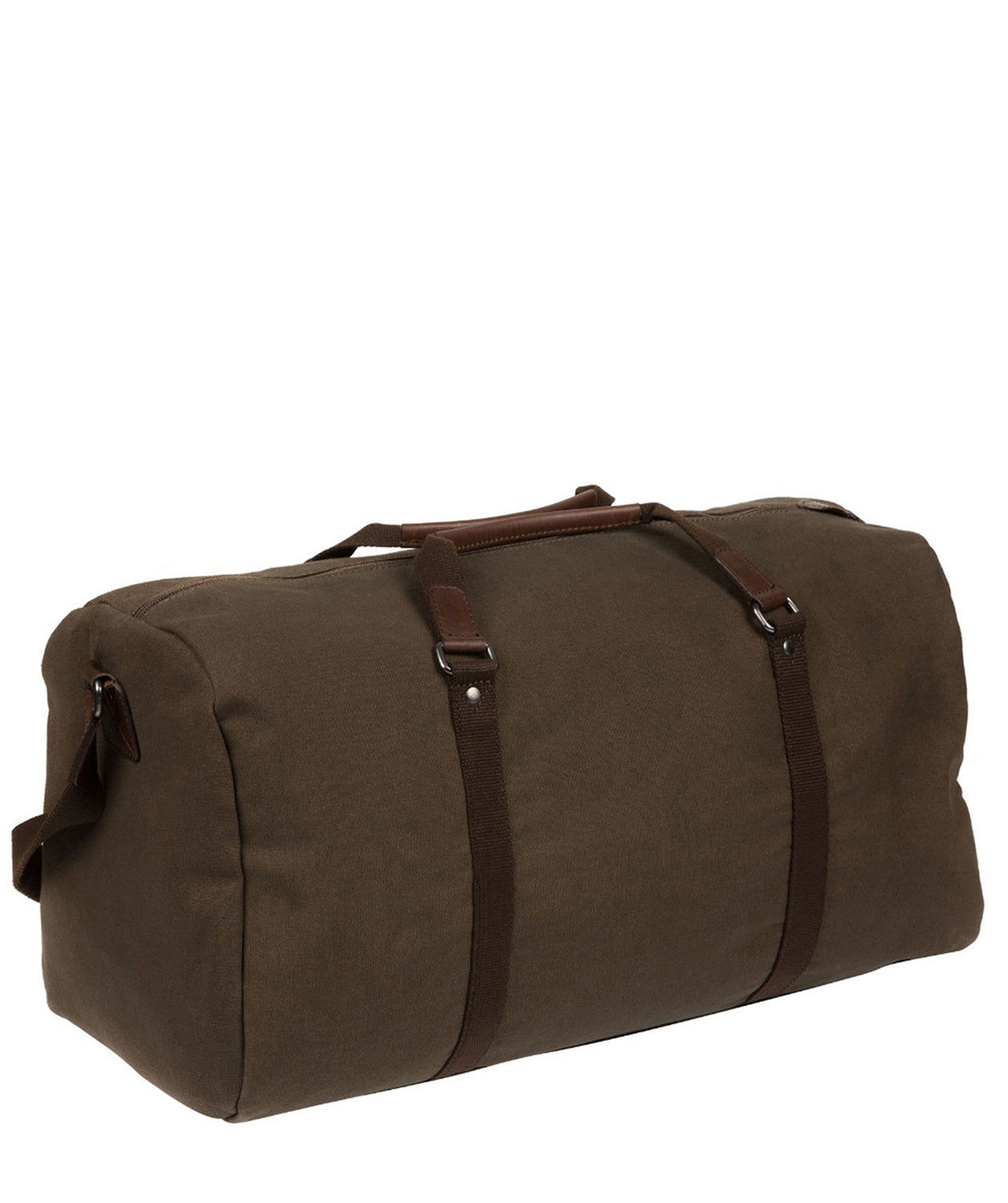 'Harrow' Khaki Canvas & Leather Holdall Pure Luxuries London