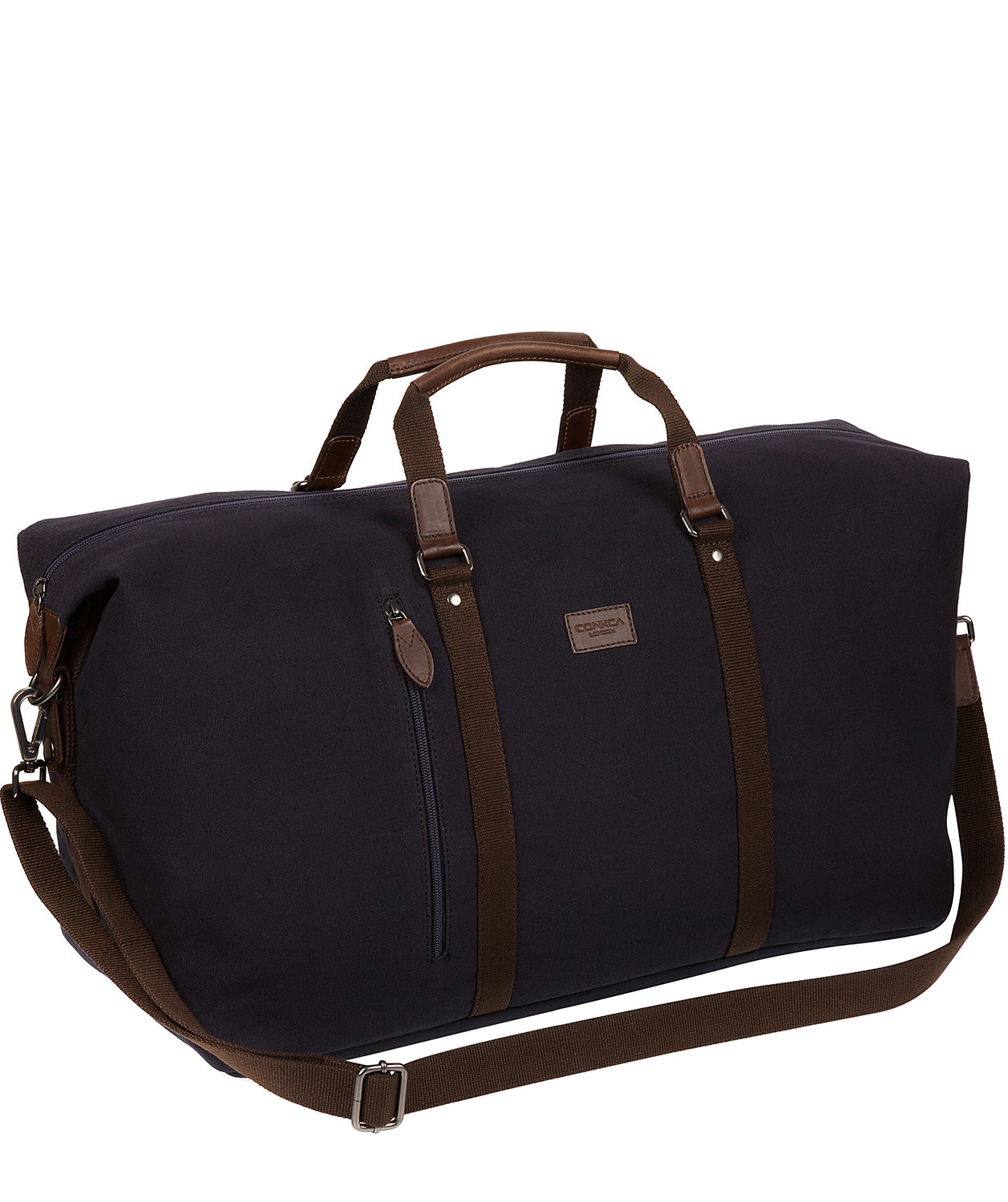 'Suttom' Navy Canvas & Leather Holdall