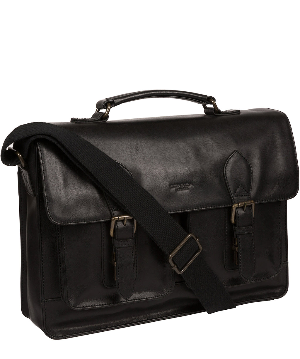 Black Leather Workbag 'Pinter' by Conkca London – Pure Luxuries London