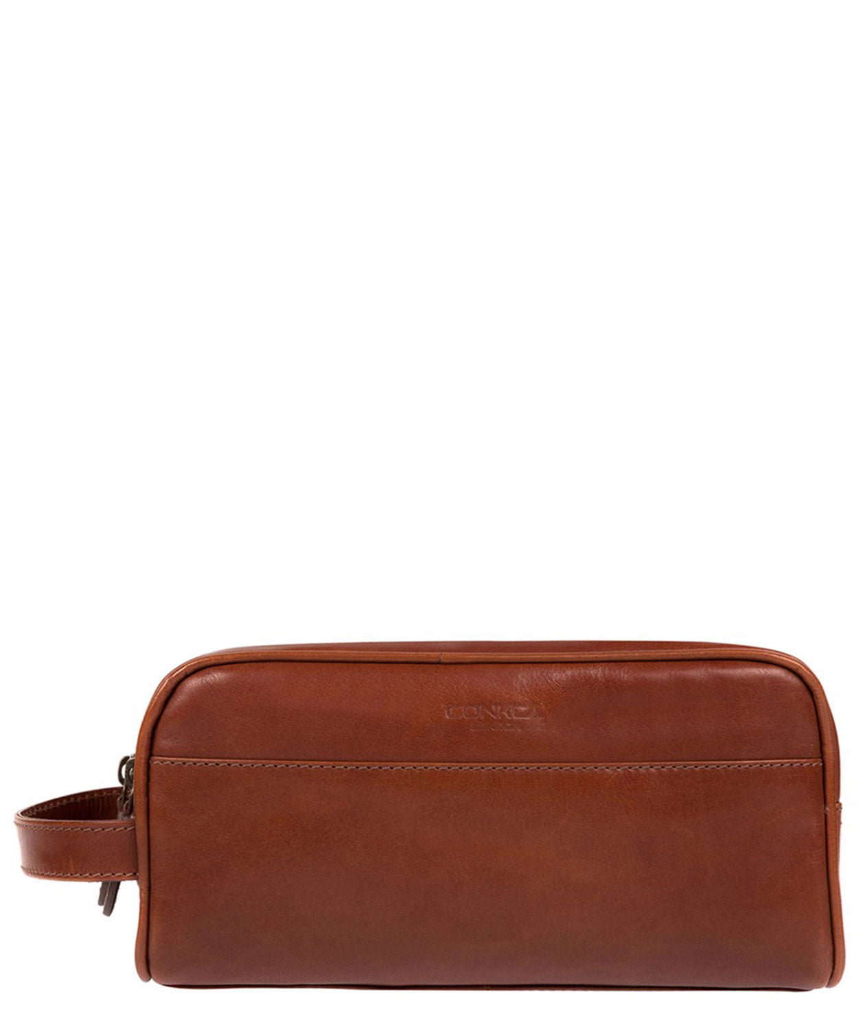 'Rudkin' Conker Brown Leather Washbag