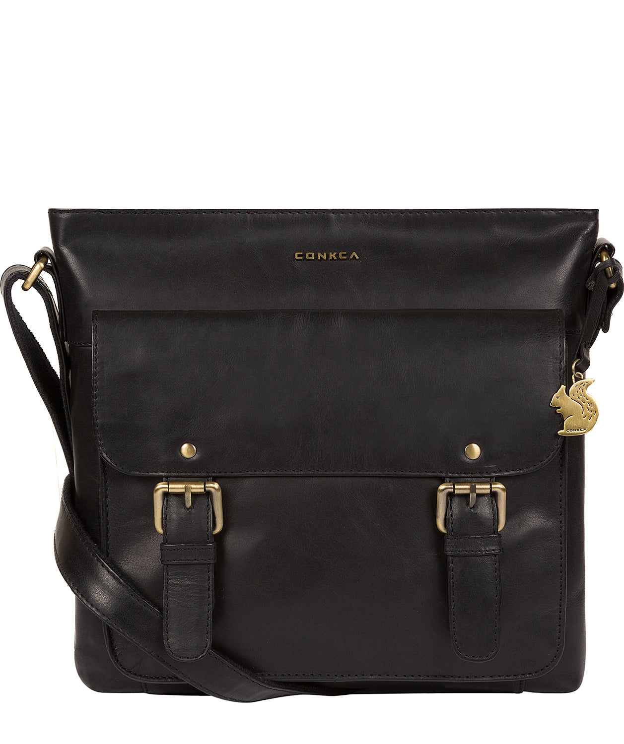 'Mimosa' Black Leather Cross Body Bag