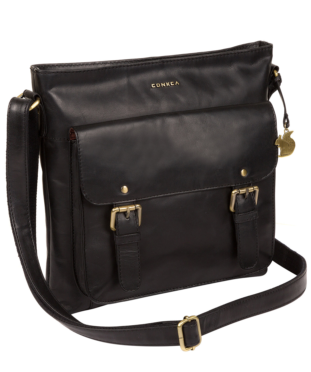 'Mimosa' Black Leather Cross Body Bag