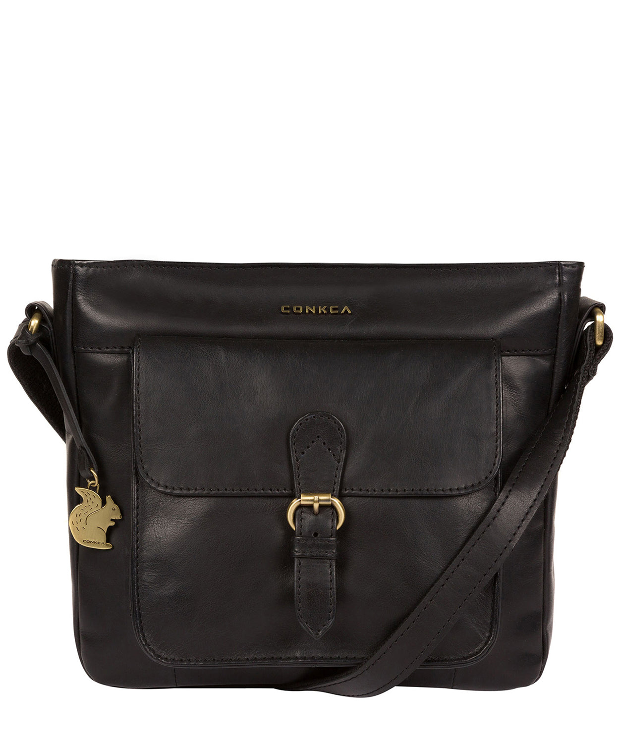 'Olina' Black Leather Cross Body Bag Pure Luxuries London