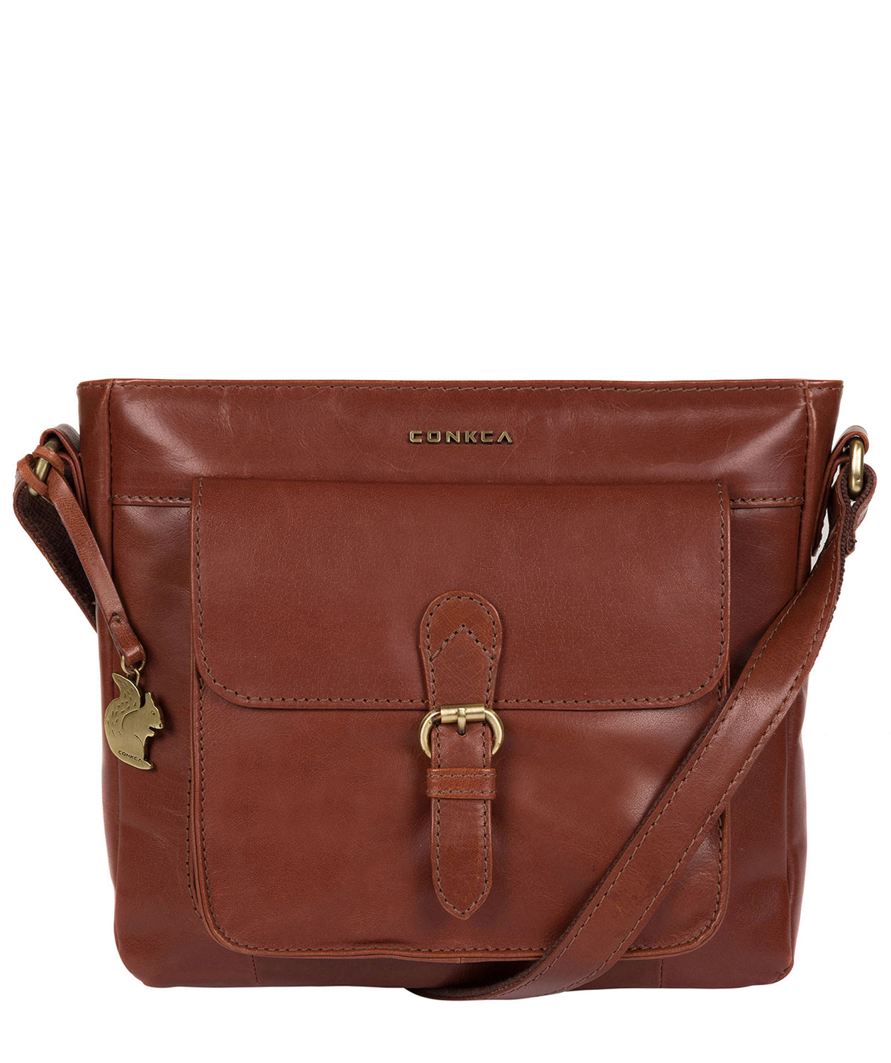 'Olina' Cognac Leather Cross Body Bag image 1