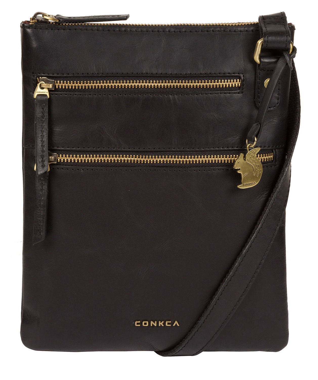 'Spriza' Black Handcrafted Leather Cross-Body Bag image 1