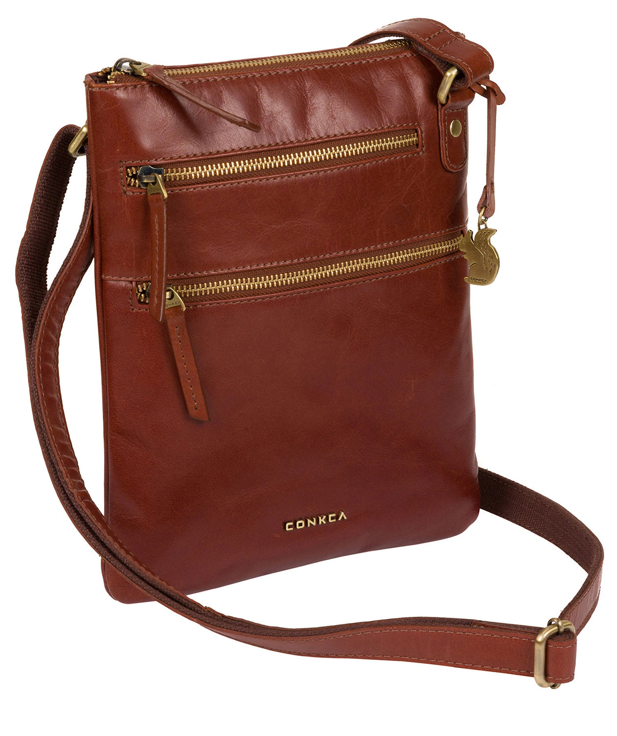 'Spriza' Cognac Handcrafted Leather Cross-Body Bag image 3