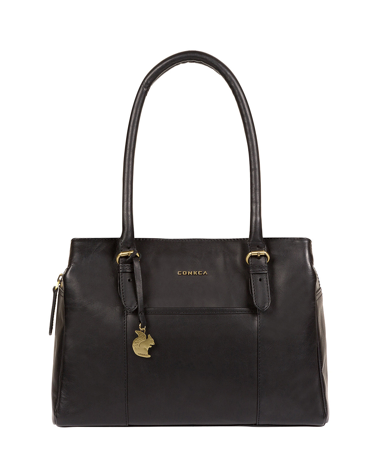 'Carmela' Black Leather Handbag