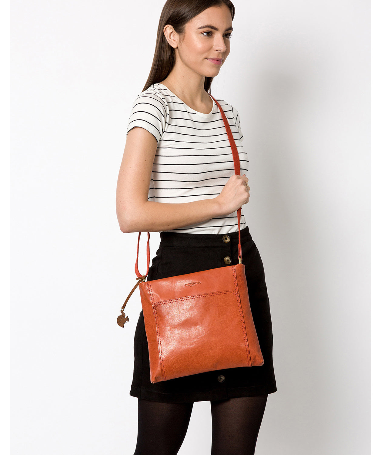 'Lina' Burnt Orange Leather Cross Body Bag image 2