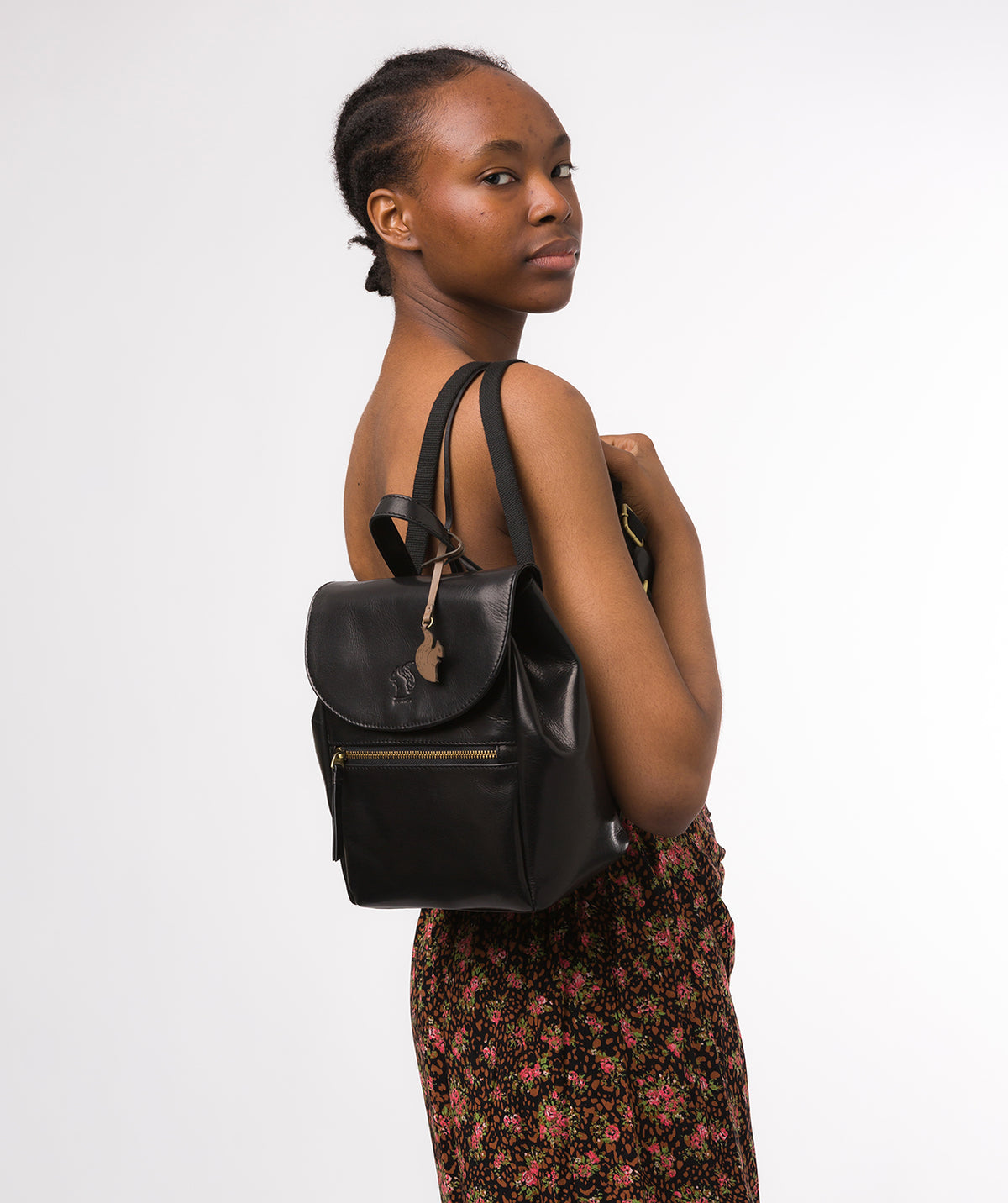 Black Leather Backpack Simone by Conkca London Pure Luxuries London