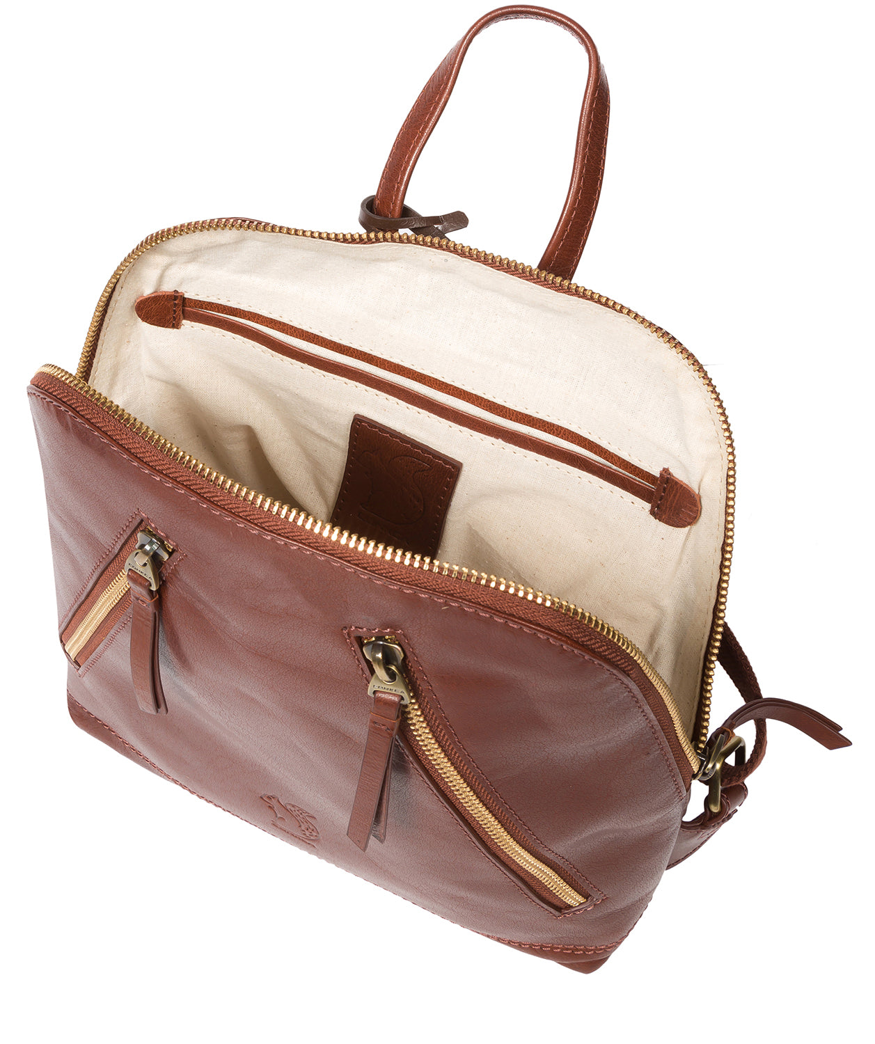 'Zoe' Conker Brown Leather Backpack