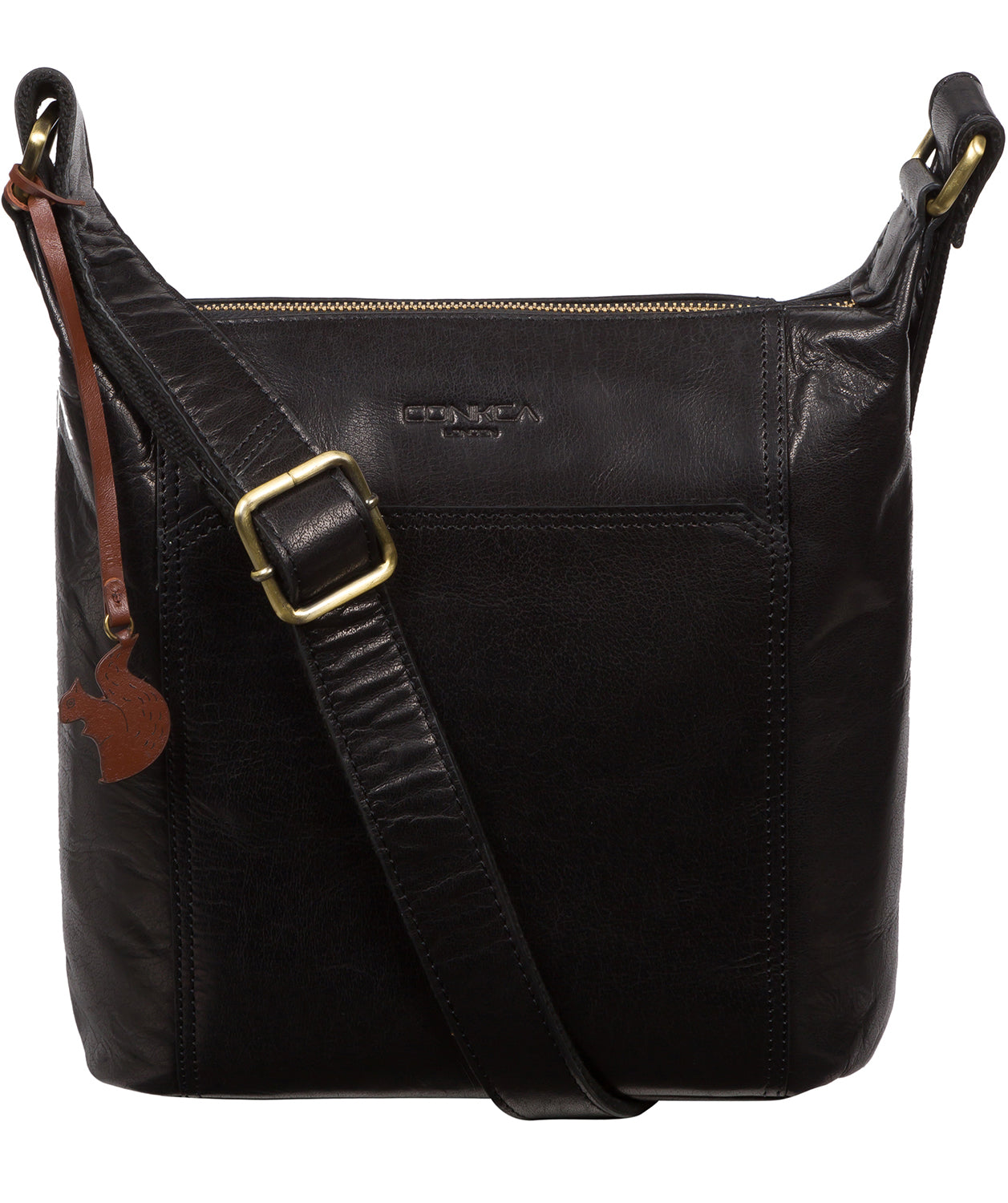 Conkca London Originals Collection #product-type#: 'Yasmin' Black Leather Cross Body Bag