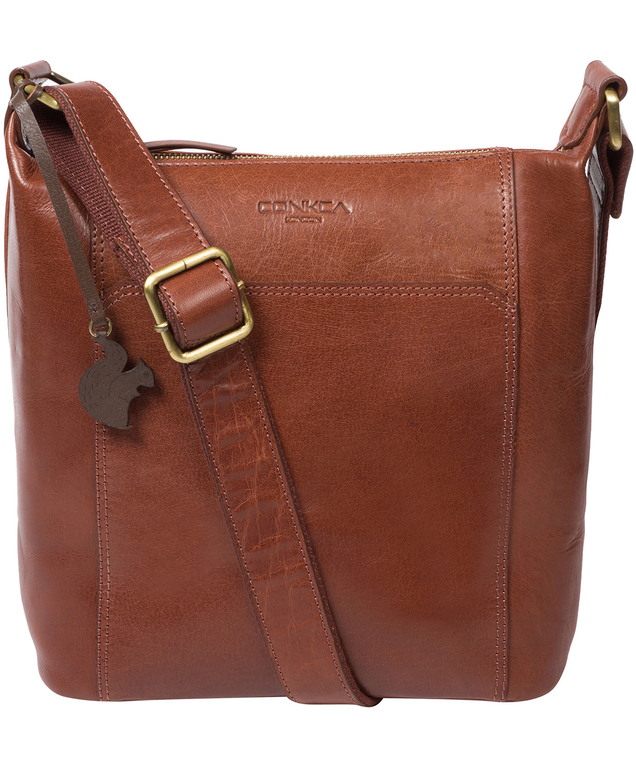 'Yasmin' Conker Brown Leather Cross Body Bag