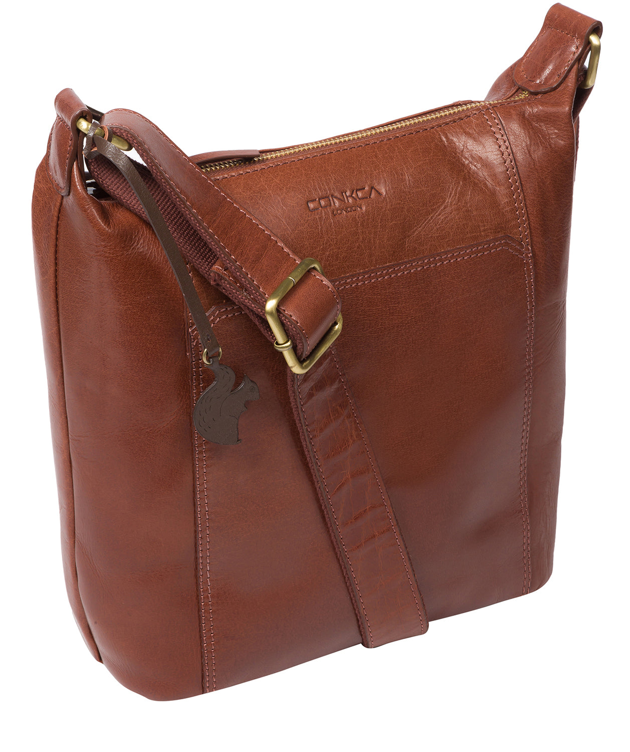 'Yasmin' Conker Brown Leather Cross Body Bag