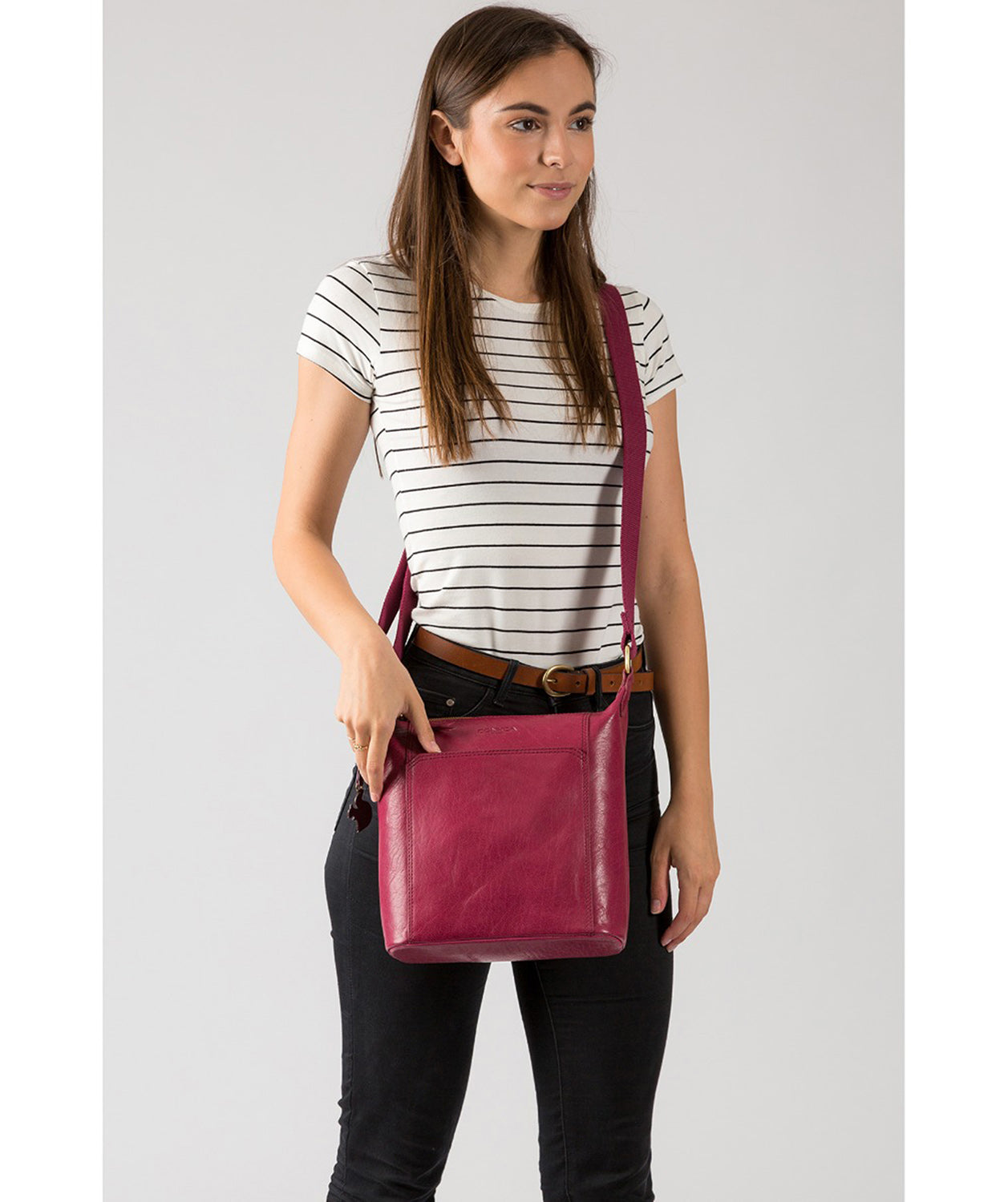 'Yasmin' Orchid Leather Cross Body Bag Pure Luxuries London