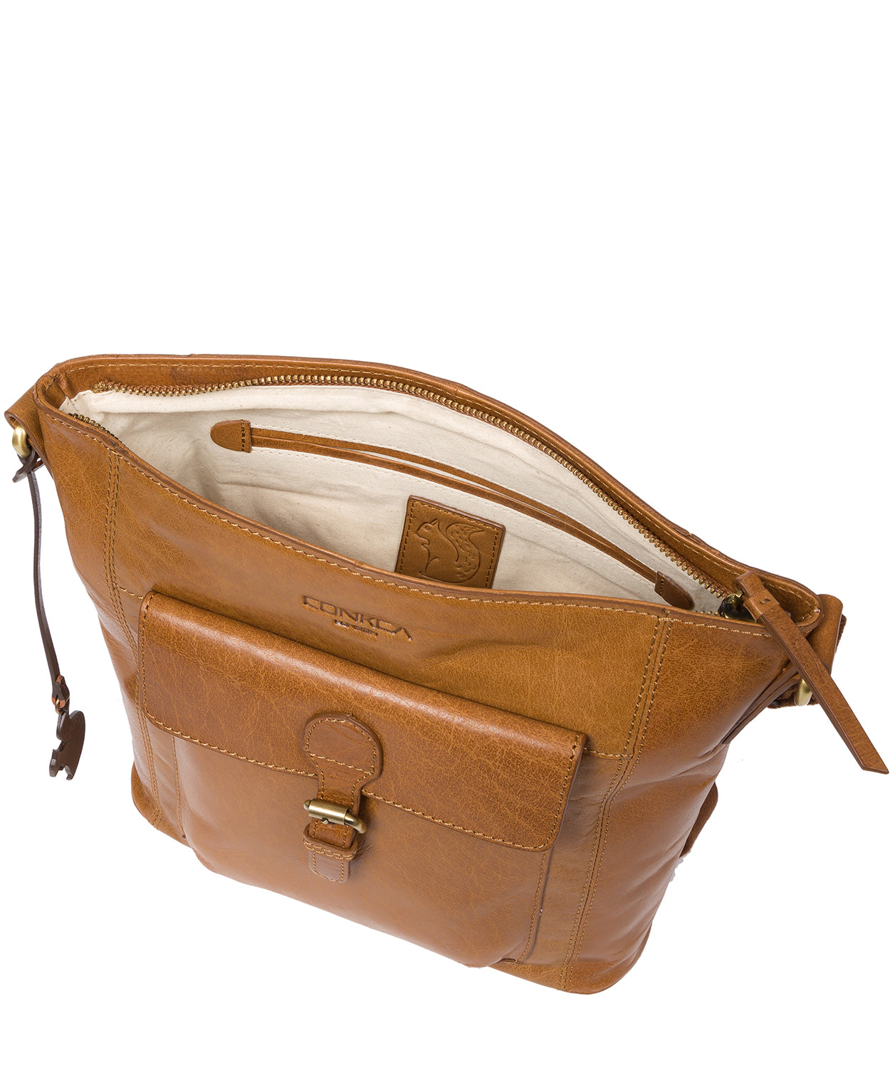 'Vonda' Dark Tan Leather Cross Body Bag