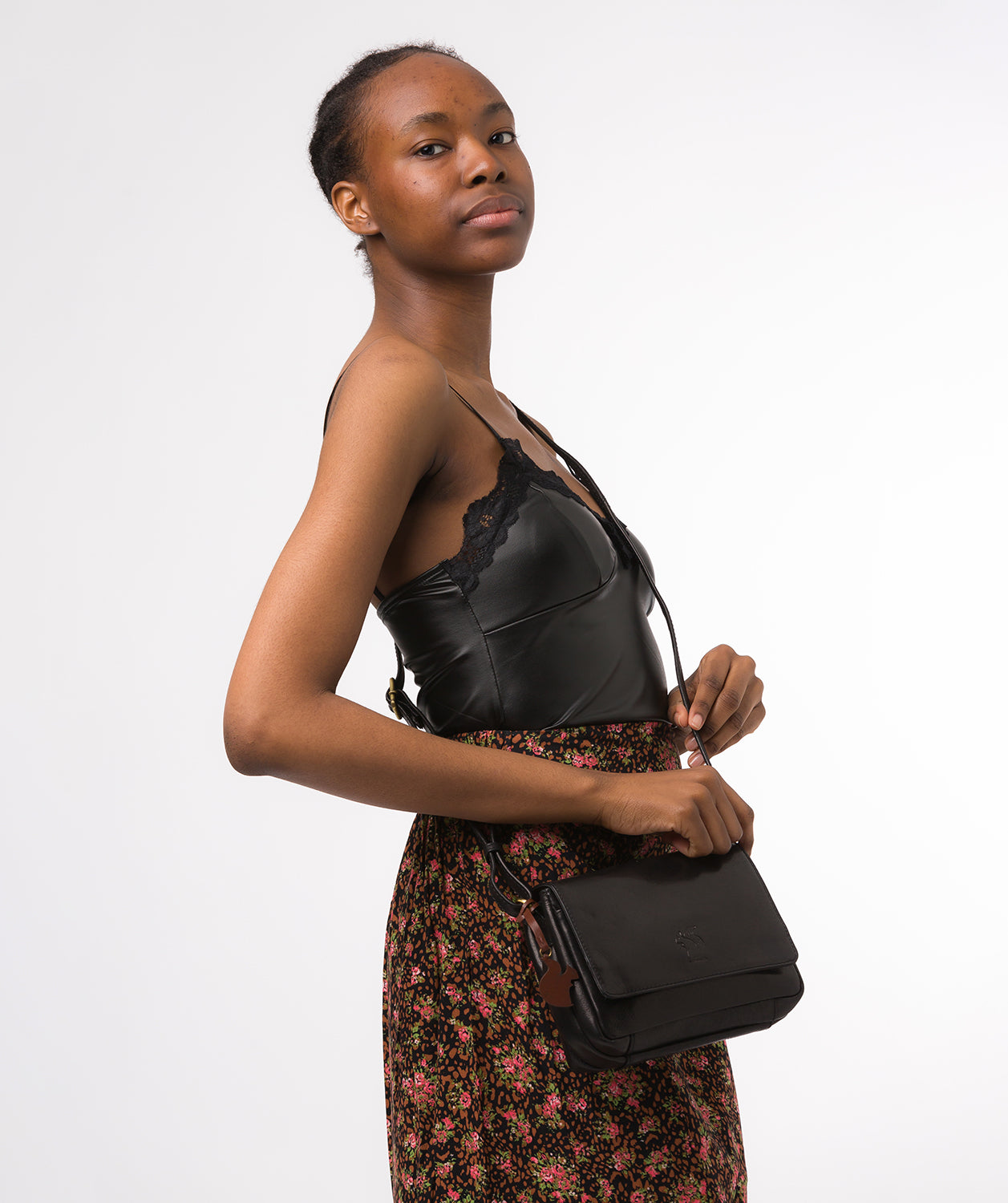 Conkca London Originals Collection #product-type#: 'Marta' Black Leather Cross Body Bag