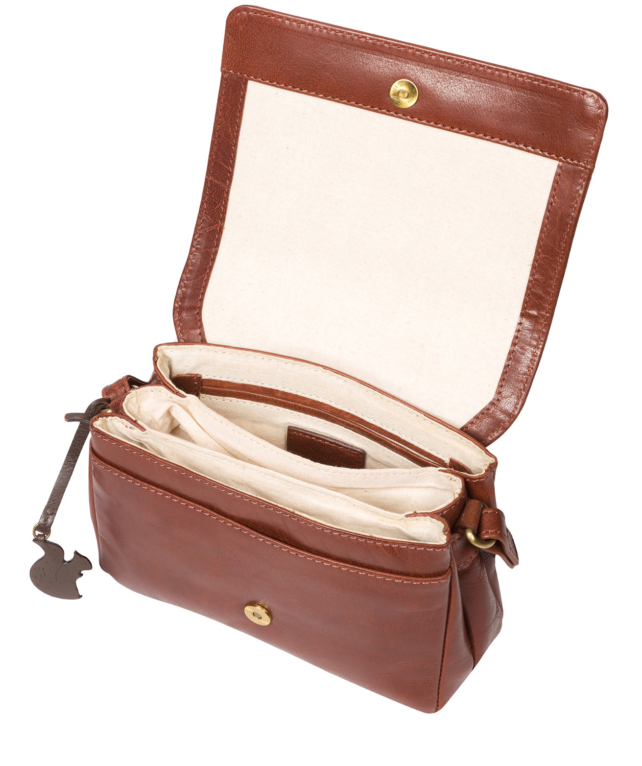 'Marta' Conker Brown Leather Cross Body Bag