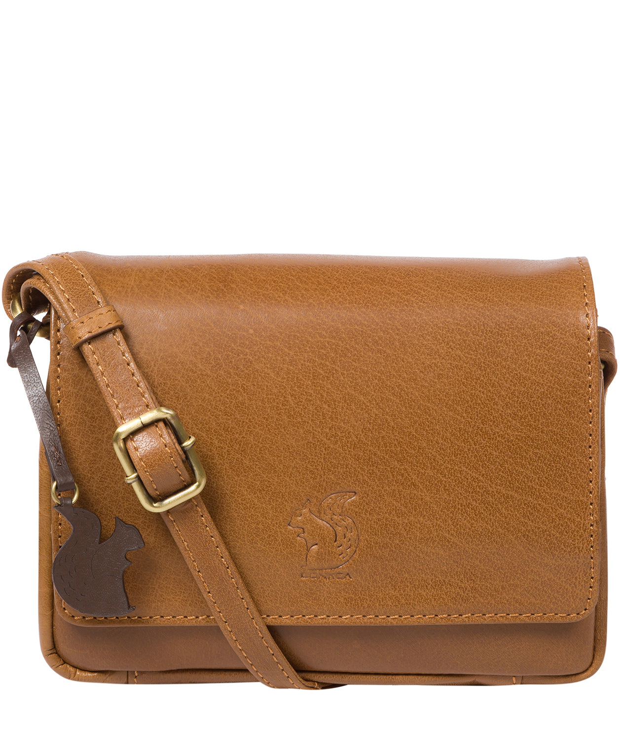 'Marta' Dark Tan Leather Cross Body Bag