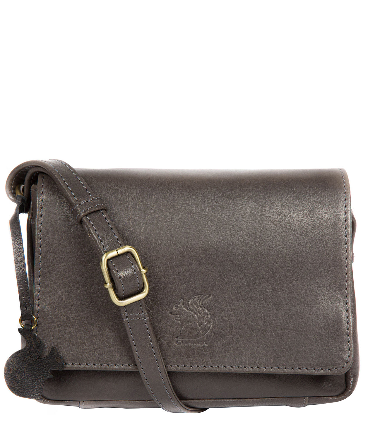 'Marta' Slate Leather Cross Body Bag